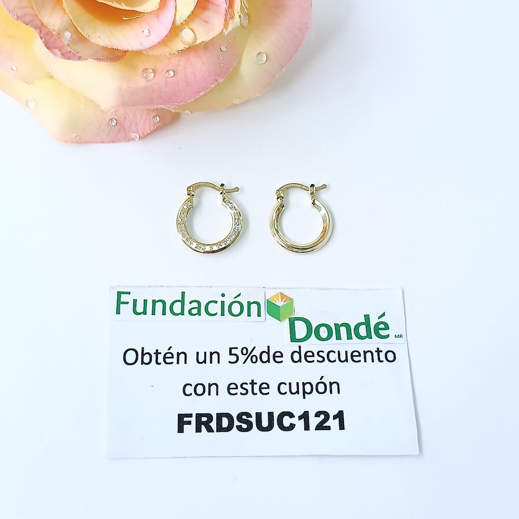 ARETES ARRACADAS CON CIRCONIAS 14K 2.3 GR (NUEVO)