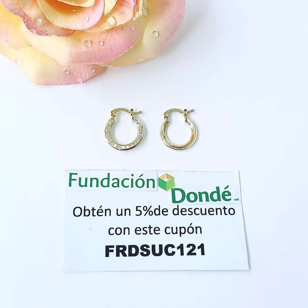 ARETES ARRACADAS CON CIRCONIAS 14K 2.3 GR (NUEVO)