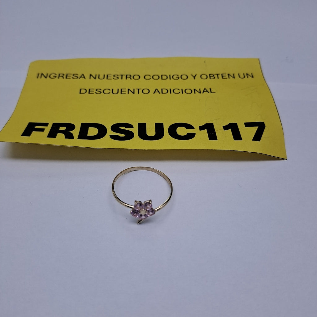 ANILLOS FLOR CON PIEDRA DE COLOR 14K TALLA 9 1 GR (NUEVO)