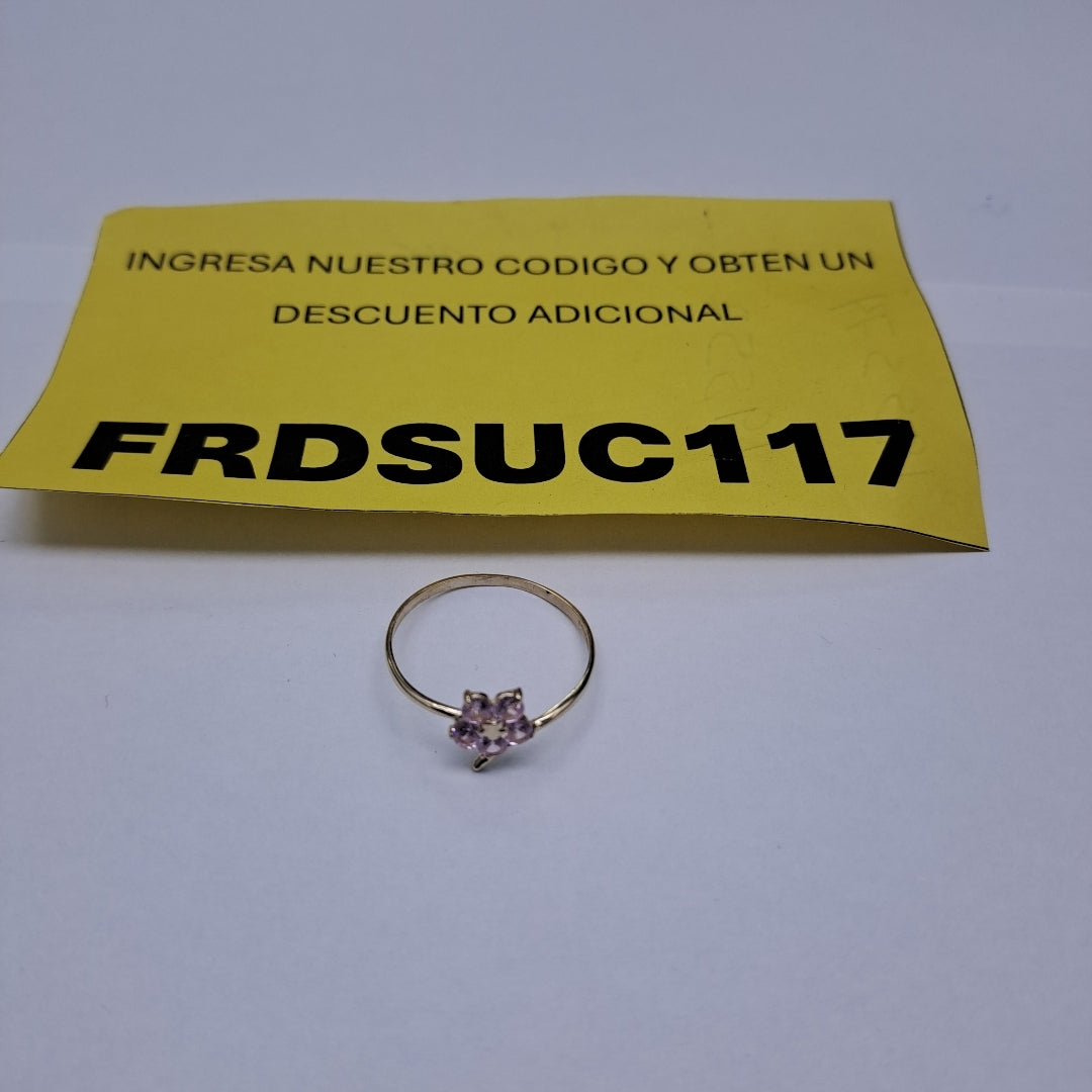 ANILLOS FLOR CON PIEDRA DE COLOR 14K TALLA 9 1 GR (NUEVO)