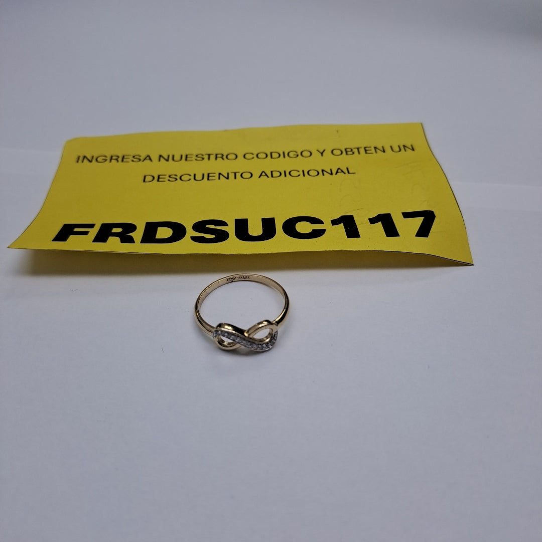 ANILLO ANILLITO FIG INFINITO C CIRCONIAS 14K 8 TALLA 1.8 GR (NUEVO)