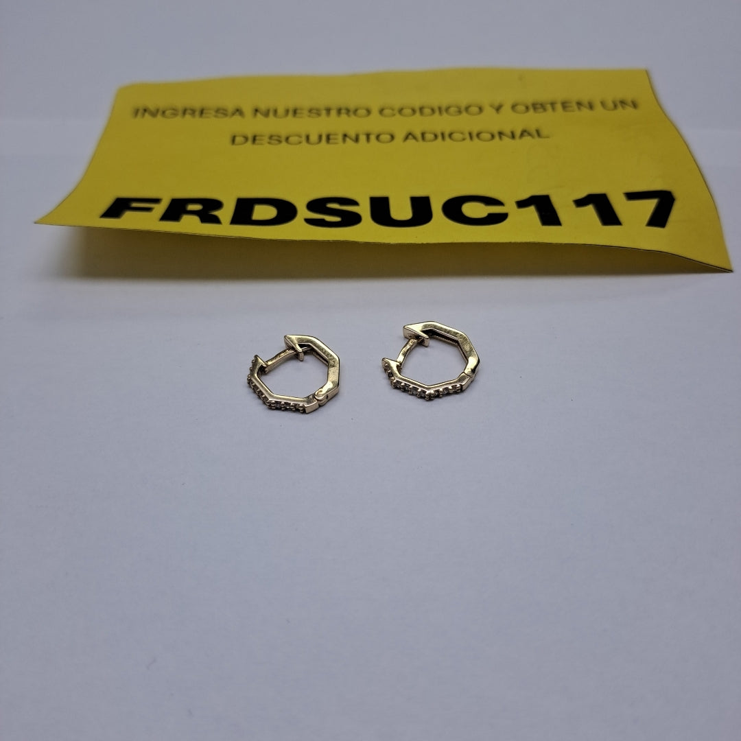 ARETES HUGIES C CIRCONIAS 14K 1.4 GR (NUEVO)
