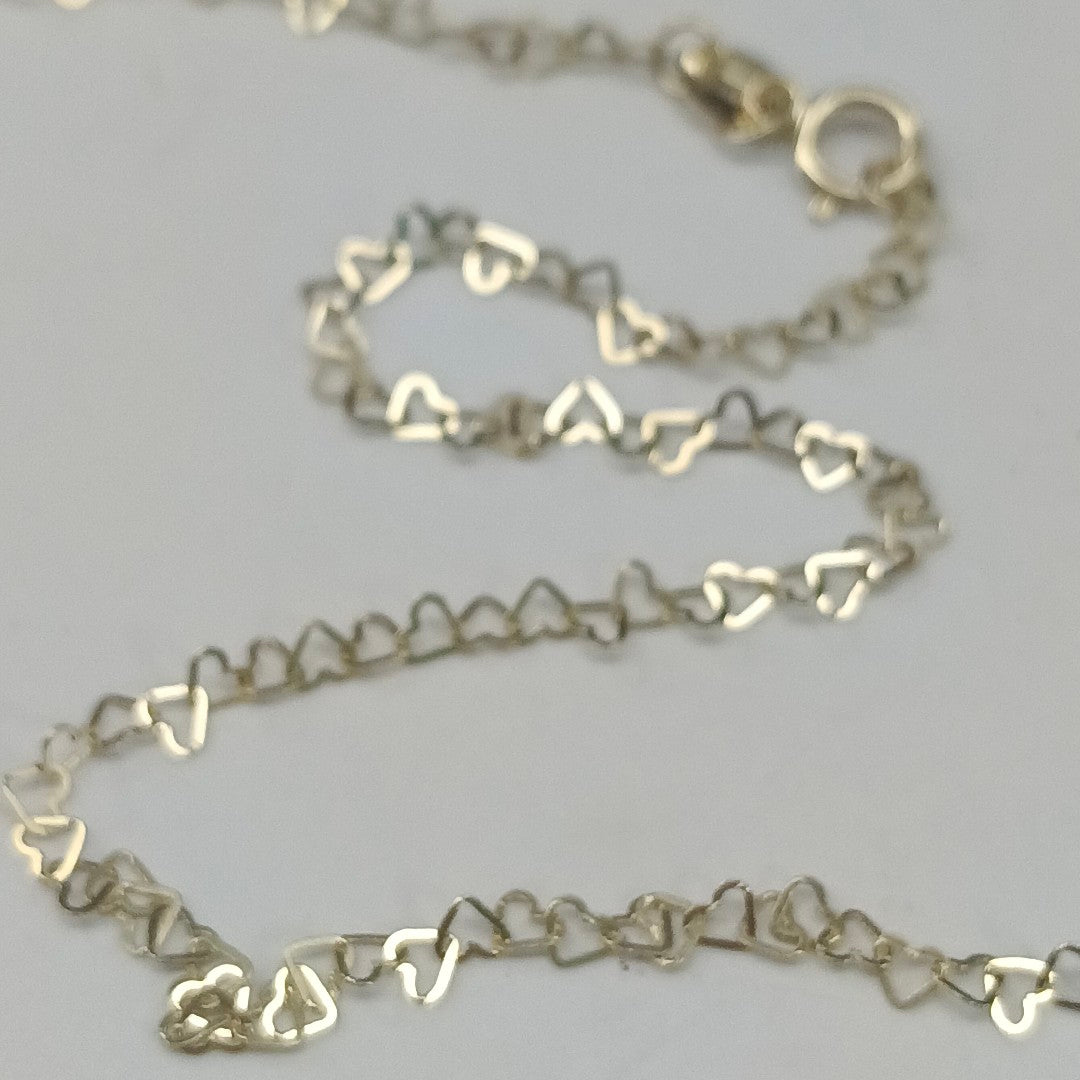 CADENAS TEJIDO CORAZONES ORO 10K 55 CM 1.6 GR (NUEVO)