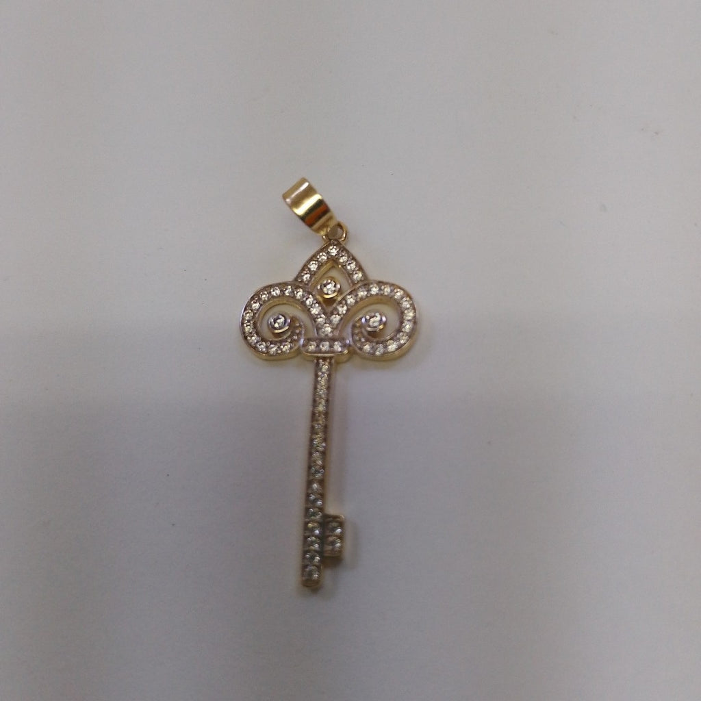 DIJE LLAVE C CIRCONIAS 14K 1.6 GR (NUEVO)