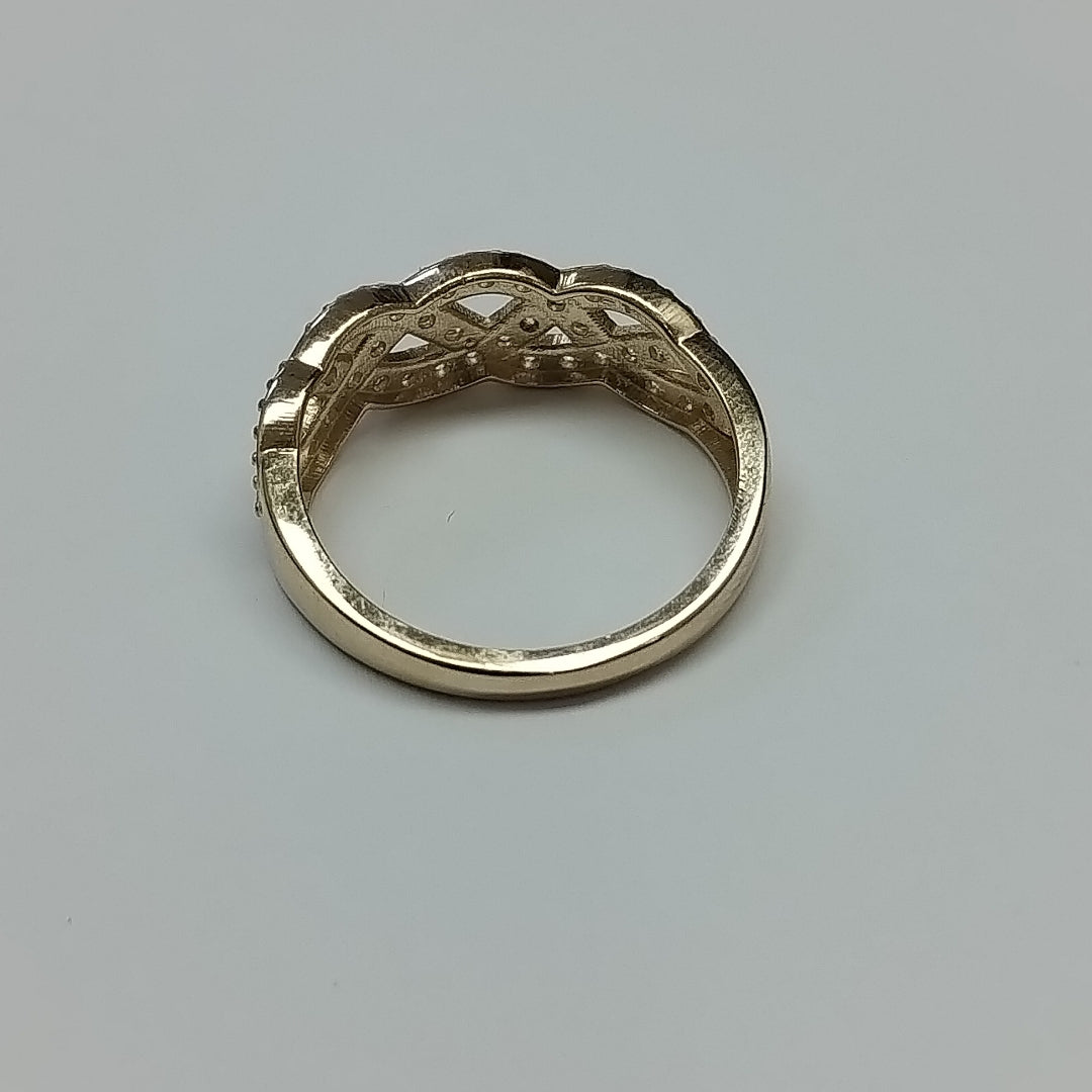 ANILLOS TRENZADO CON CIRCONIAS 14K TALLA 7 2.6 GR (NUEVO)