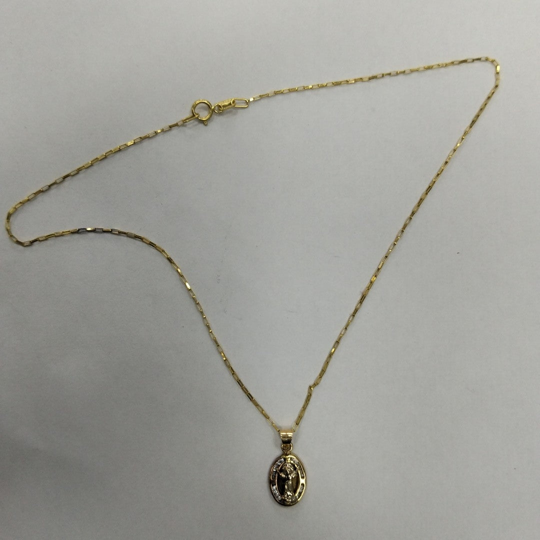 CADENA, MEDALLA RELIGIOSA ORO 14 K 1.6 GRMS (SEMINUEVO)