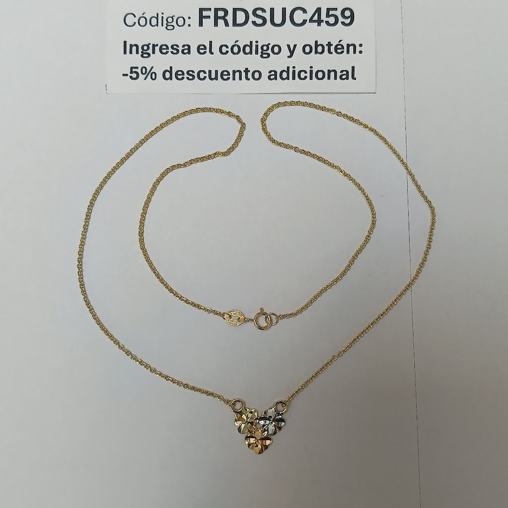CADENA TEJIDO GARGANTILLA ESPECIAL C FLORES 14K 45 CM 3 GR (NUEVO)