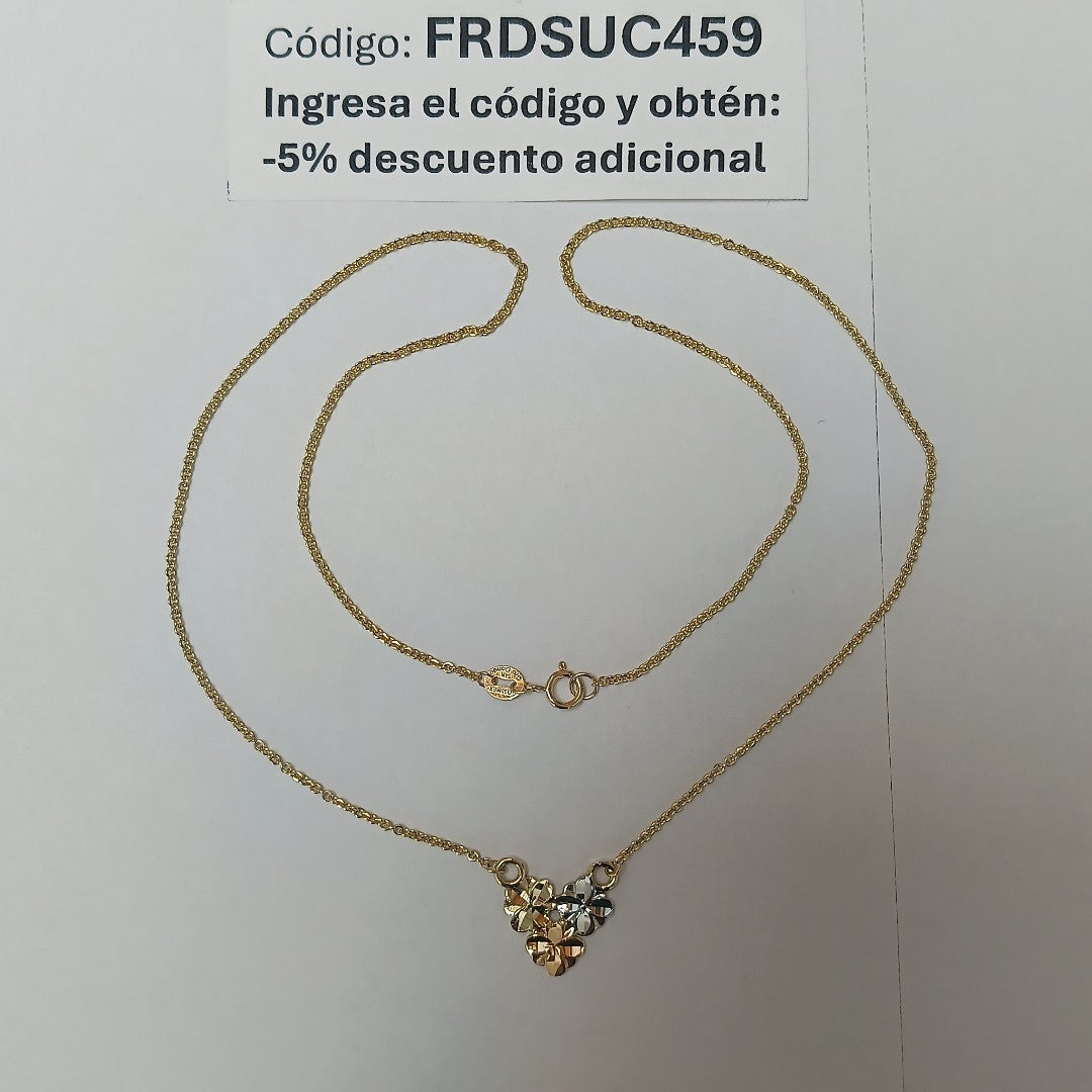 CADENA TEJIDO GARGANTILLA ESPECIAL C FLORES 14K 45 CM 3 GR (NUEVO)