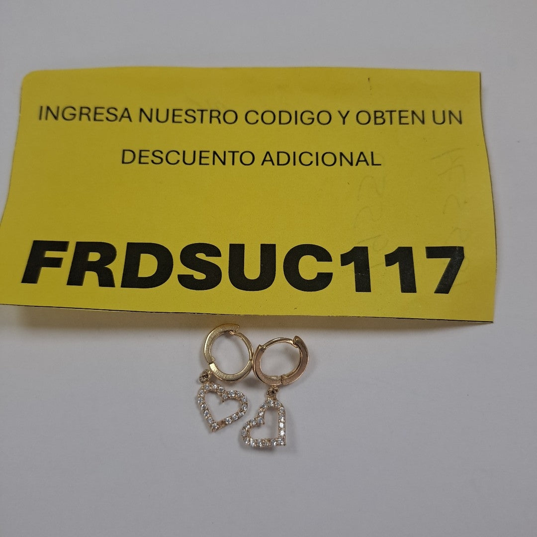 ARETES FIG CORAZON C CIRCONIAS 10K 1.8 GR (NUEVO)