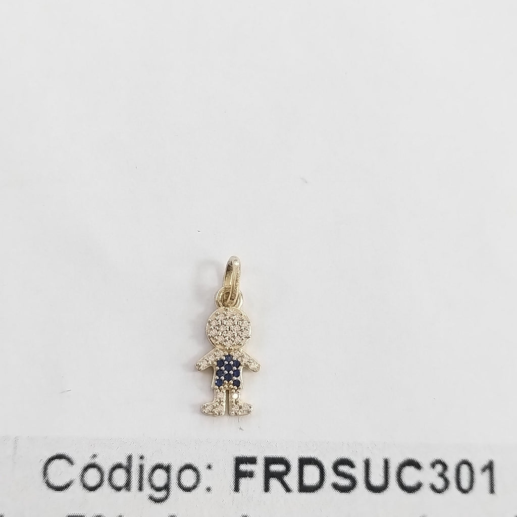 DIJE NIÑO CON CIRCONIAS Y PIEDRAS DE COLOR 10K 0.9 GR (NUEVO)