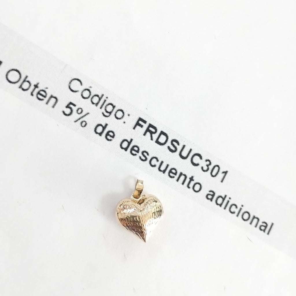 DIJE TEJIDO CORAZON LABRADO 14K 1 GR (NUEVO)