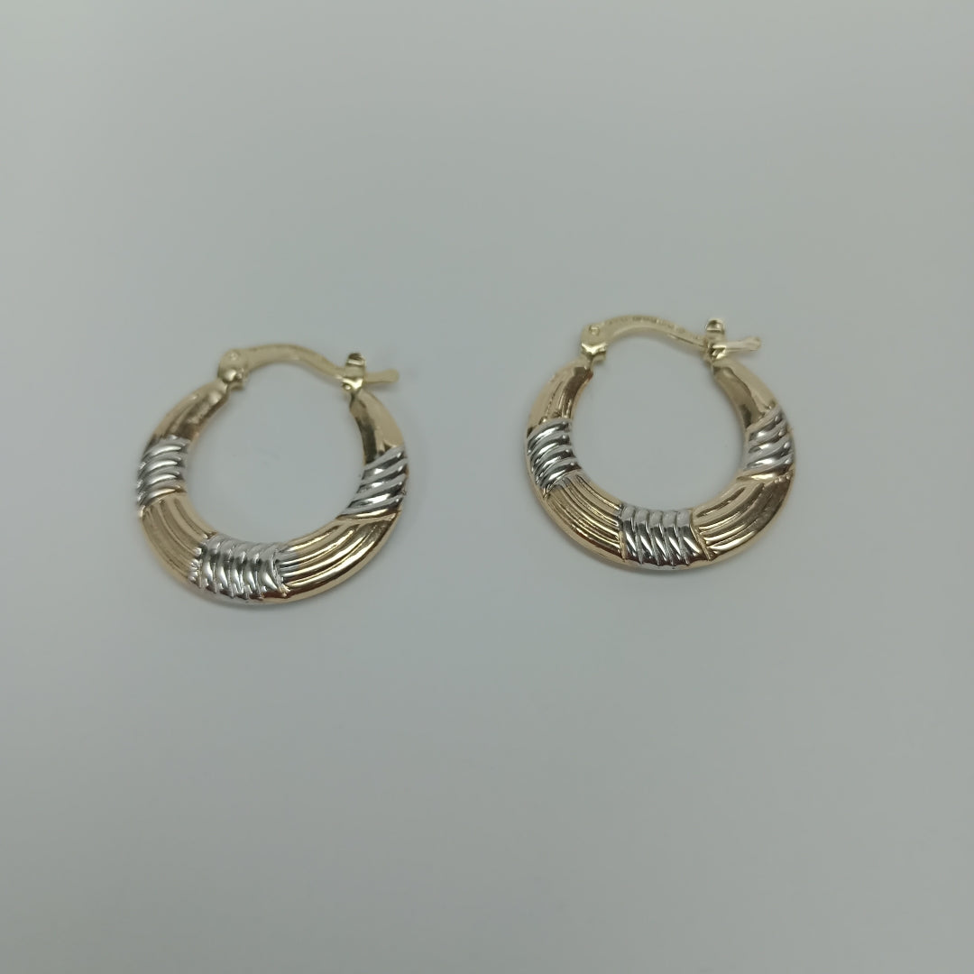 ARETES TEJIDO ARRACADAS COMBINADAS HUECAS 14K 2 GR (NUEVO)