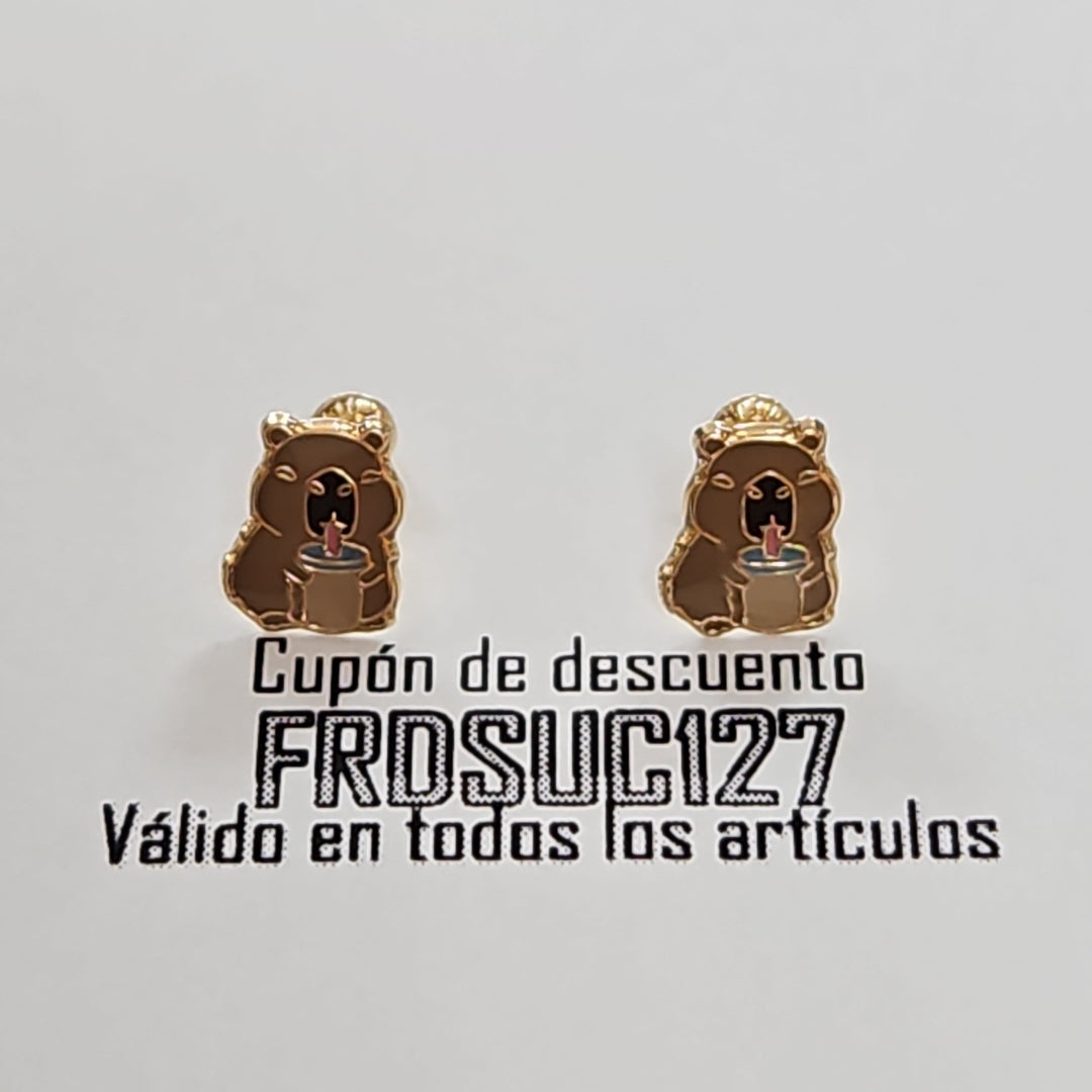 BROQUELES BROQUEL FIG CAPIBARA 14K 0.2657 GR (NUEVO)