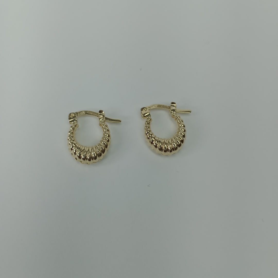 ARETES ARRACADA ESTRIADAS 14K 1.1 GR (NUEVO)