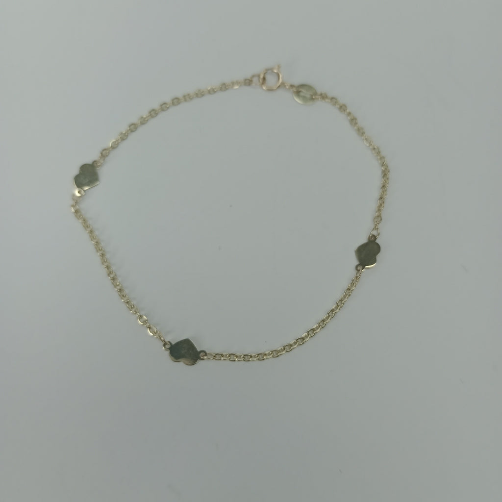 PULSERA TEJIDO ESPECIAL FIG CORAZONES 14K 18 CM 1.3 GR (NUEVO)