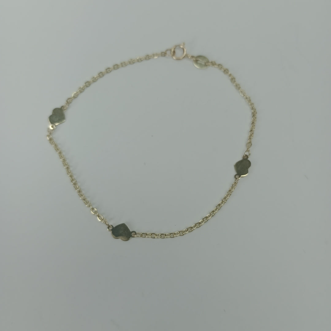 PULSERA TEJIDO ESPECIAL FIG CORAZONES 14K 18 CM 1.3 GR (NUEVO)
