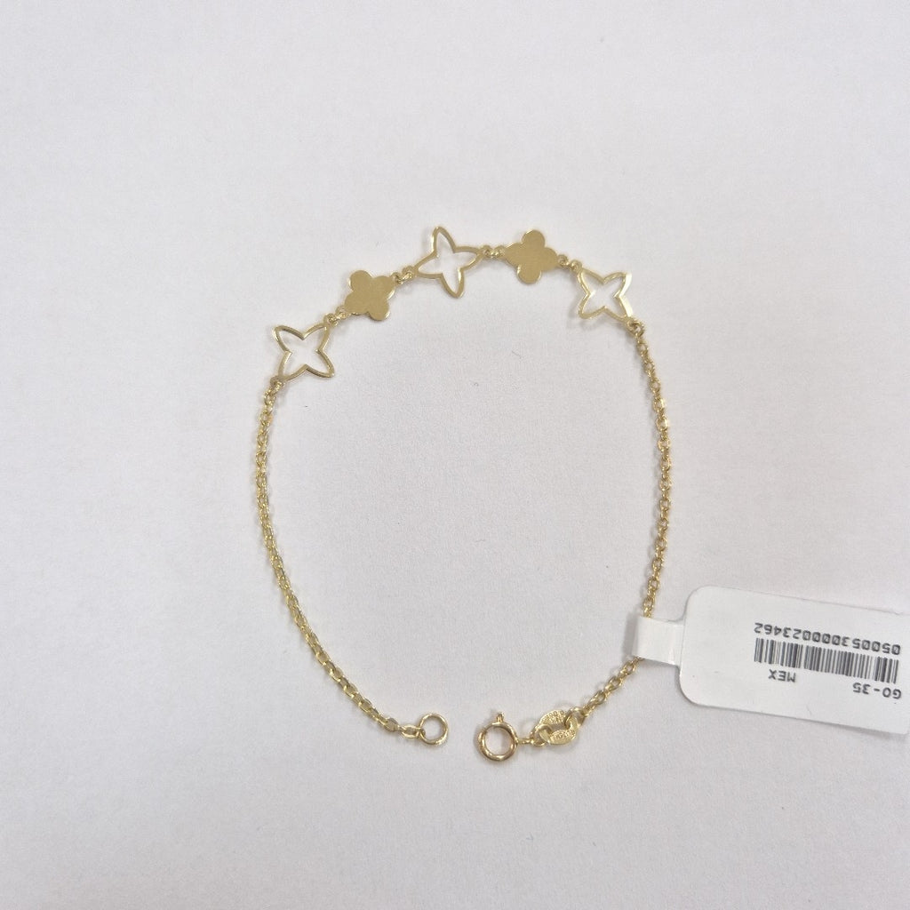 PULSERA TEJIDO ESP CON TREBOL 14K 18 CM 1.6 GR (NUEVO)