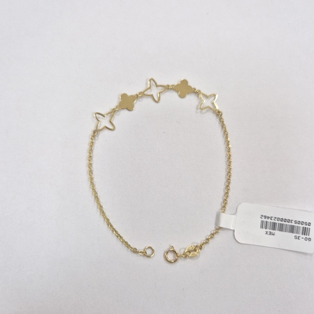 PULSERA TEJIDO ESP CON TREBOL 14K 18 CM 1.6 GR (NUEVO)