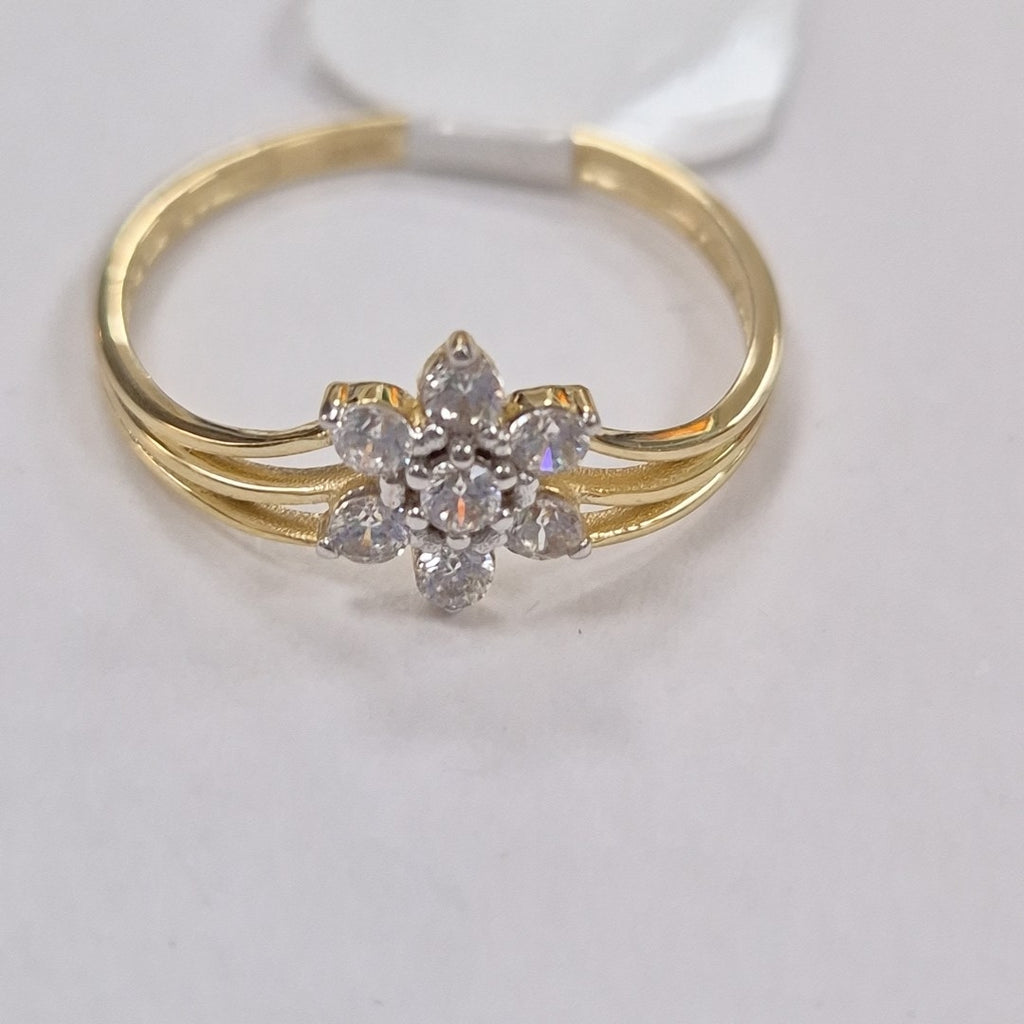 ANILLO ANILLITO FLOR C CIRCONIAS 14K 7 TALLA 1.3 GR (NUEVO)