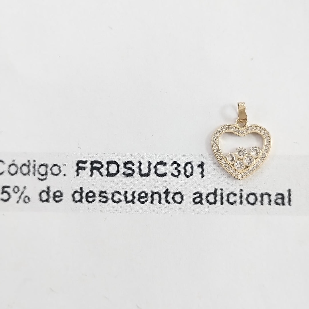 DIJE CORAZON CON CIRCONIAS 14K 1.6 GR (NUEVO)