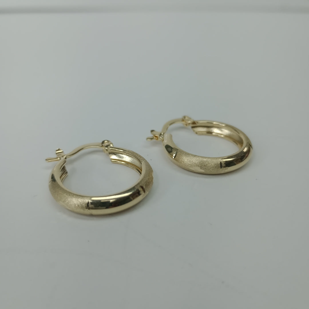 ARETES TEJIDO ARRACADA SATINADA 14K 2.5 GR (NUEVO)