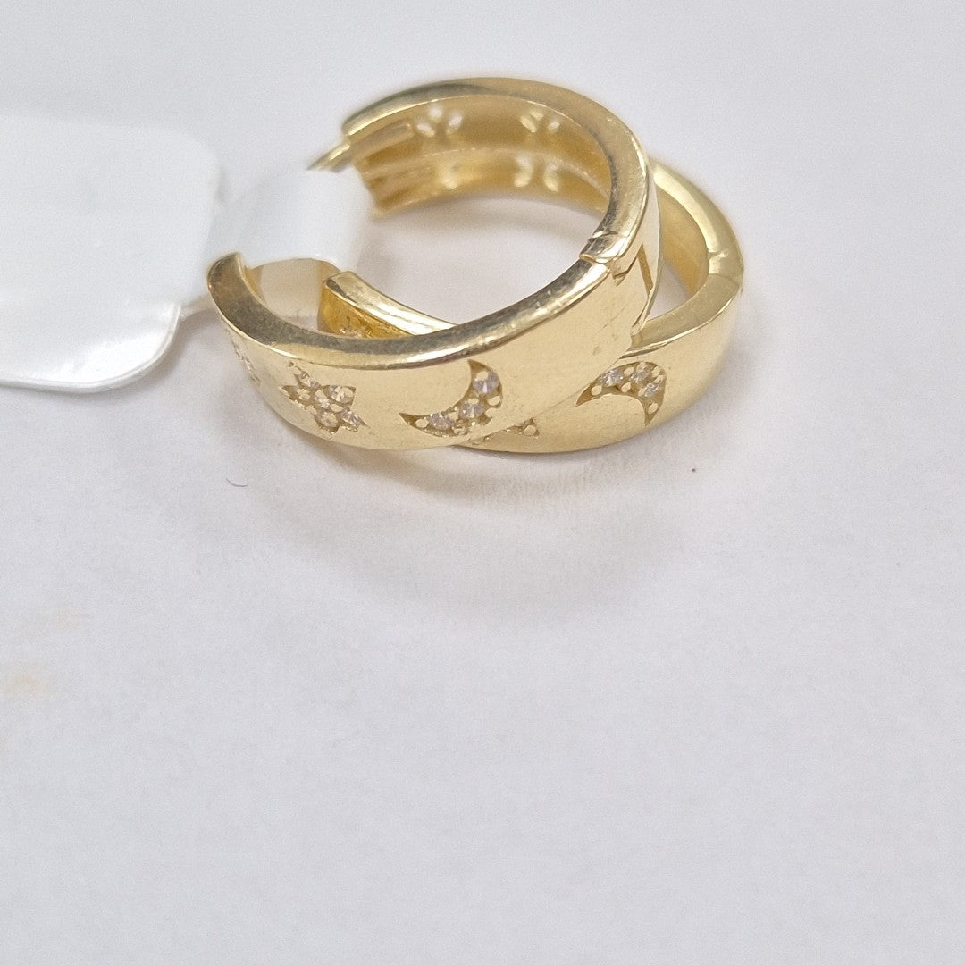 ARETES TEJIDO HUGGIES CON CIRCONIAS 14K 3 GR (NUEVO)