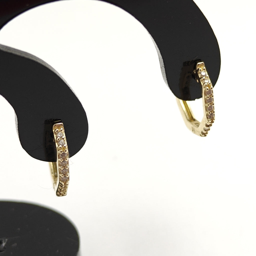 ARETES HUGIES C CIRCONIAS 14K 1.5 GR (NUEVO)