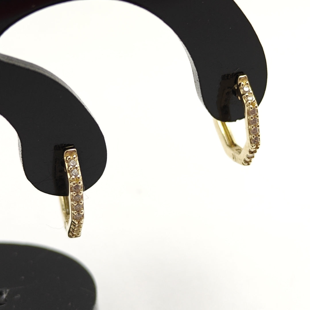 ARETES HUGIES C CIRCONIAS 14K 1.5 GR (NUEVO)