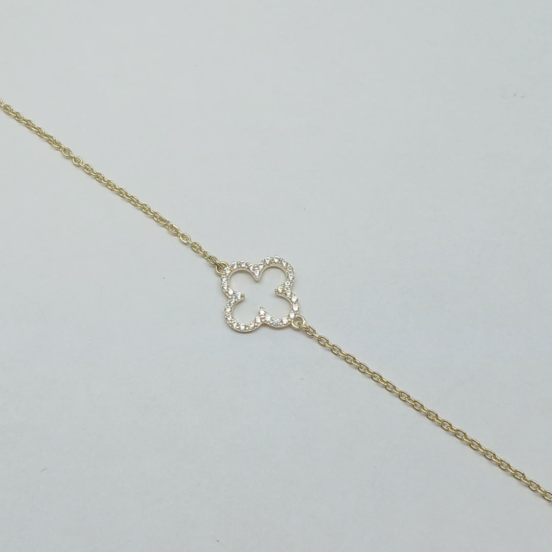 PULSERA TEJIDO ESPECIAL C CIRCONIAS 14K 18 CM 1.8 GR (NUEVO)