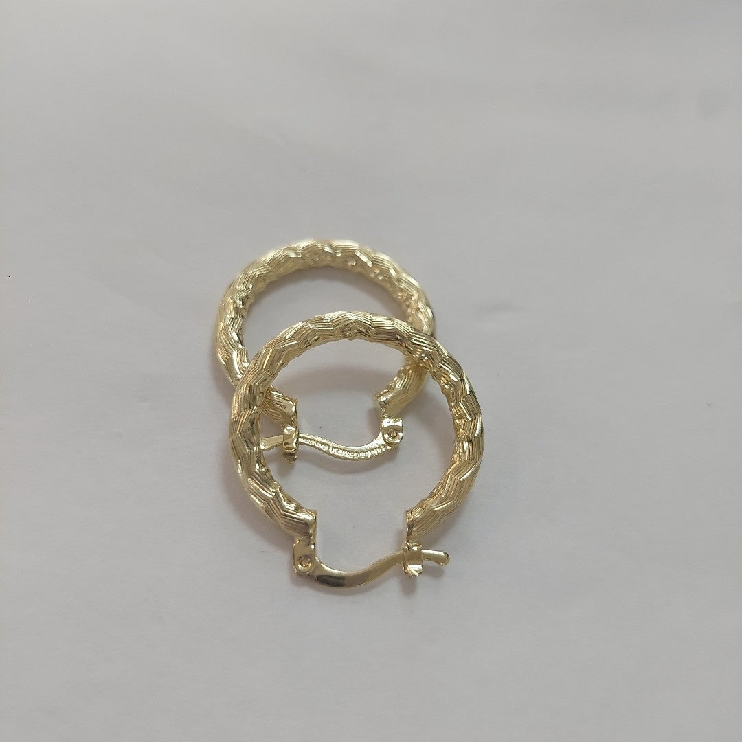 ARETES TEJIDO ARRACADA LABRADA 14K 2.6 GR (NUEVO)