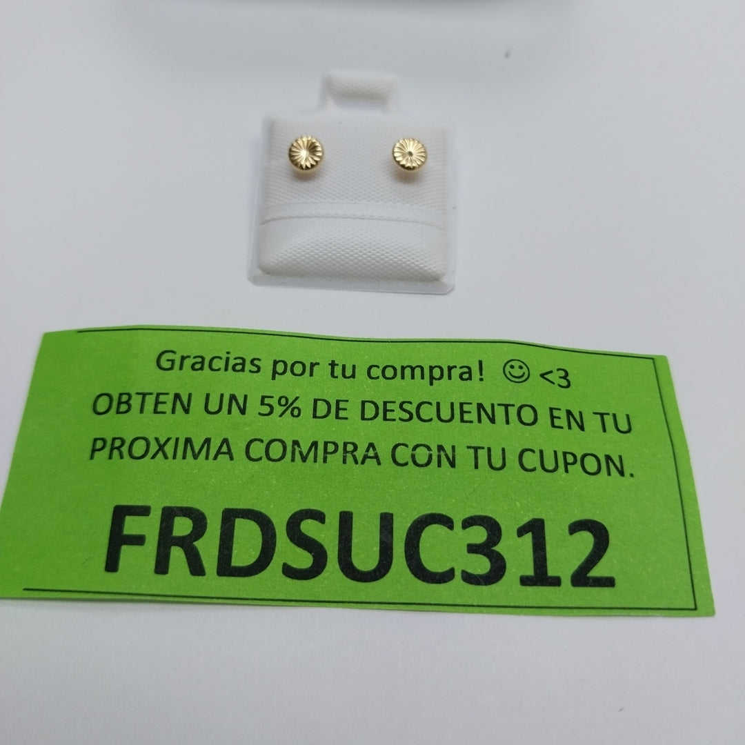 BROQUELES BROQUEL FIG BOTON RAYADO 14K 0.1577 GR (NUEVO)