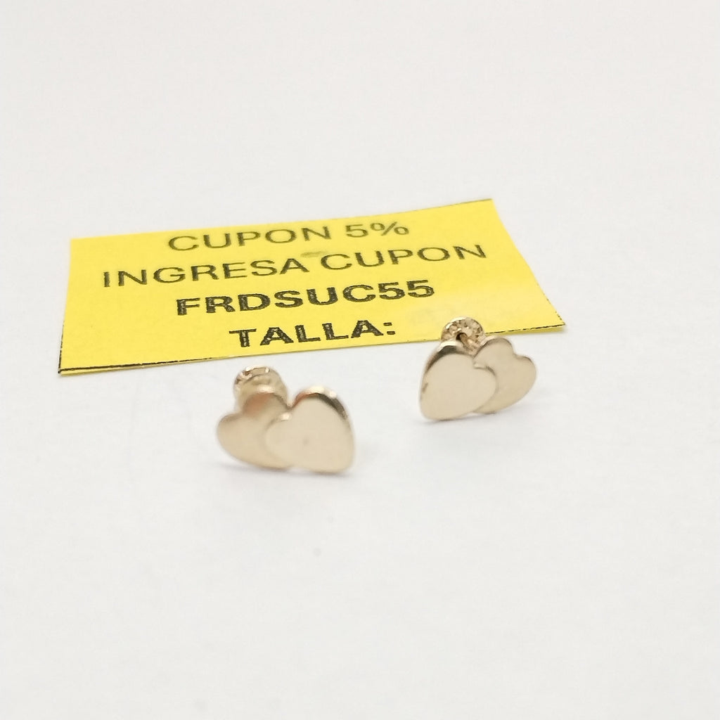 BROQUELES BROQUEL CORAZON DOBLE 14K 0.2171 GR (NUEVO)