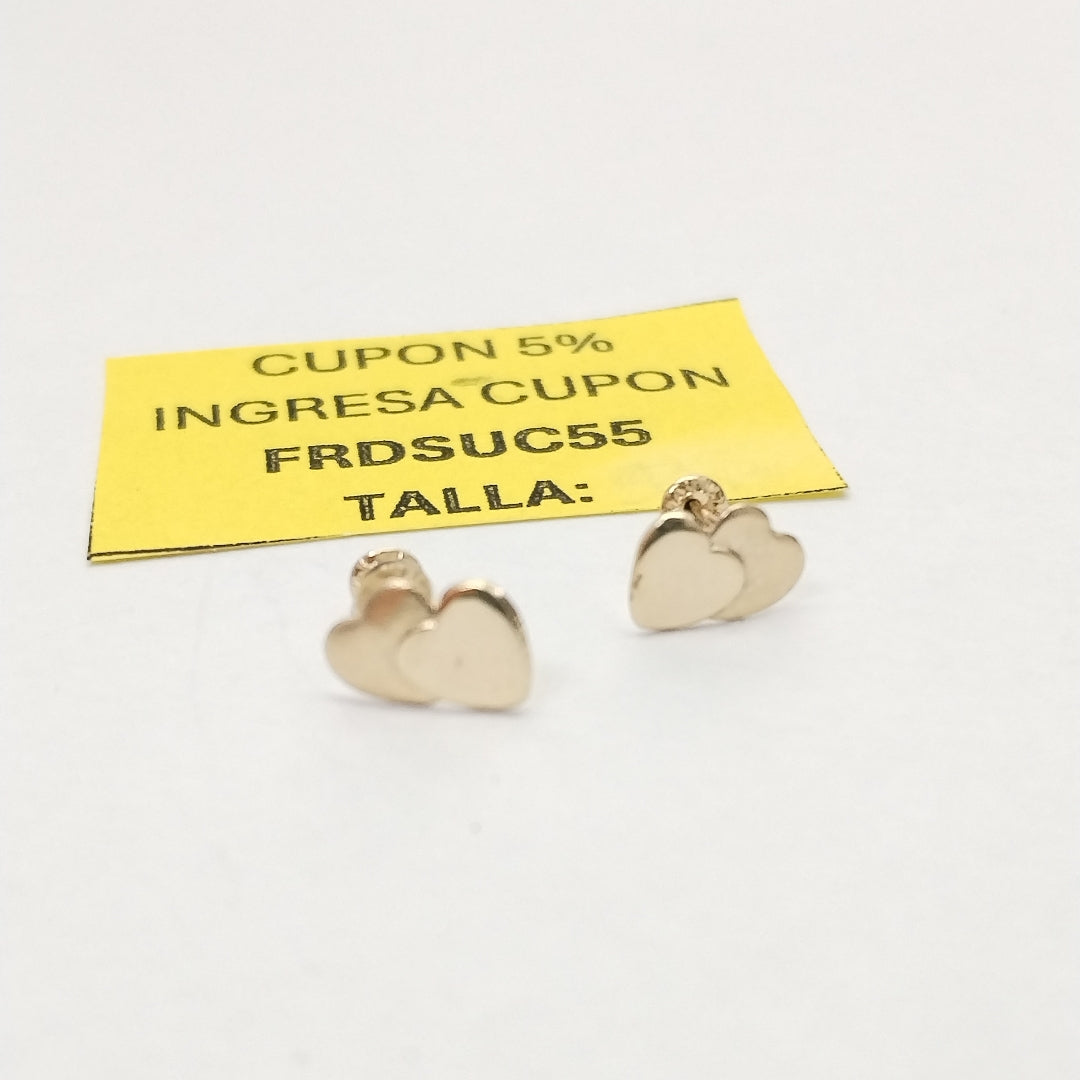 BROQUELES BROQUEL CORAZON DOBLE 14K 0.2171 GR (NUEVO)