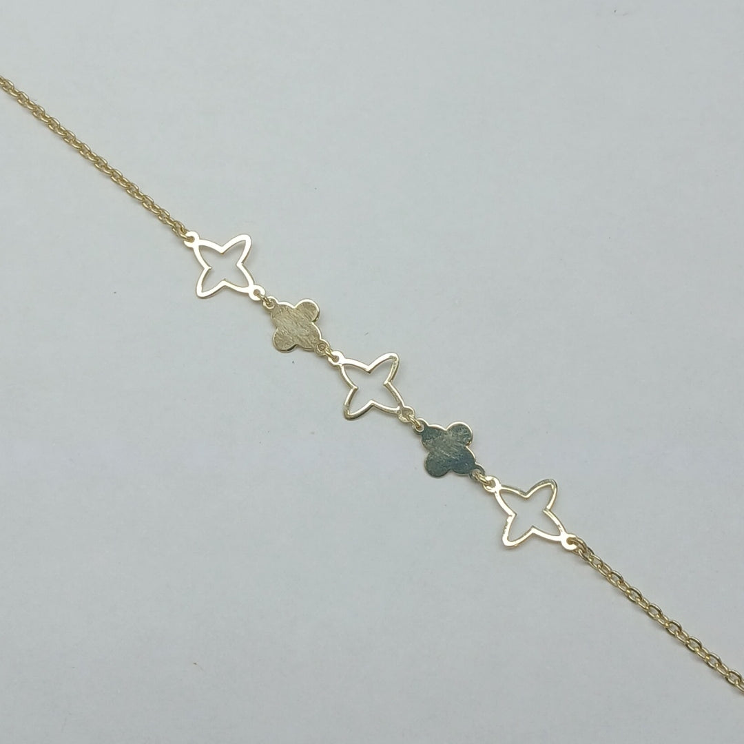 PULSERA TEJIDO ESP CON TREBOL 14K 18 CM 1.6 GR (NUEVO)