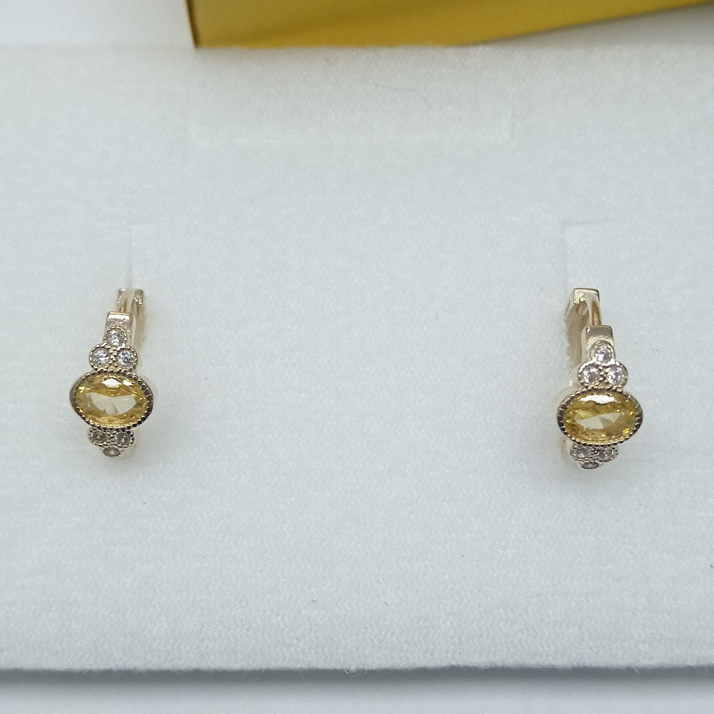 ARETES ARRACADAS CON CIRCONIAS Y PDRAS COL 14K 3.2 GR (NUEVO)