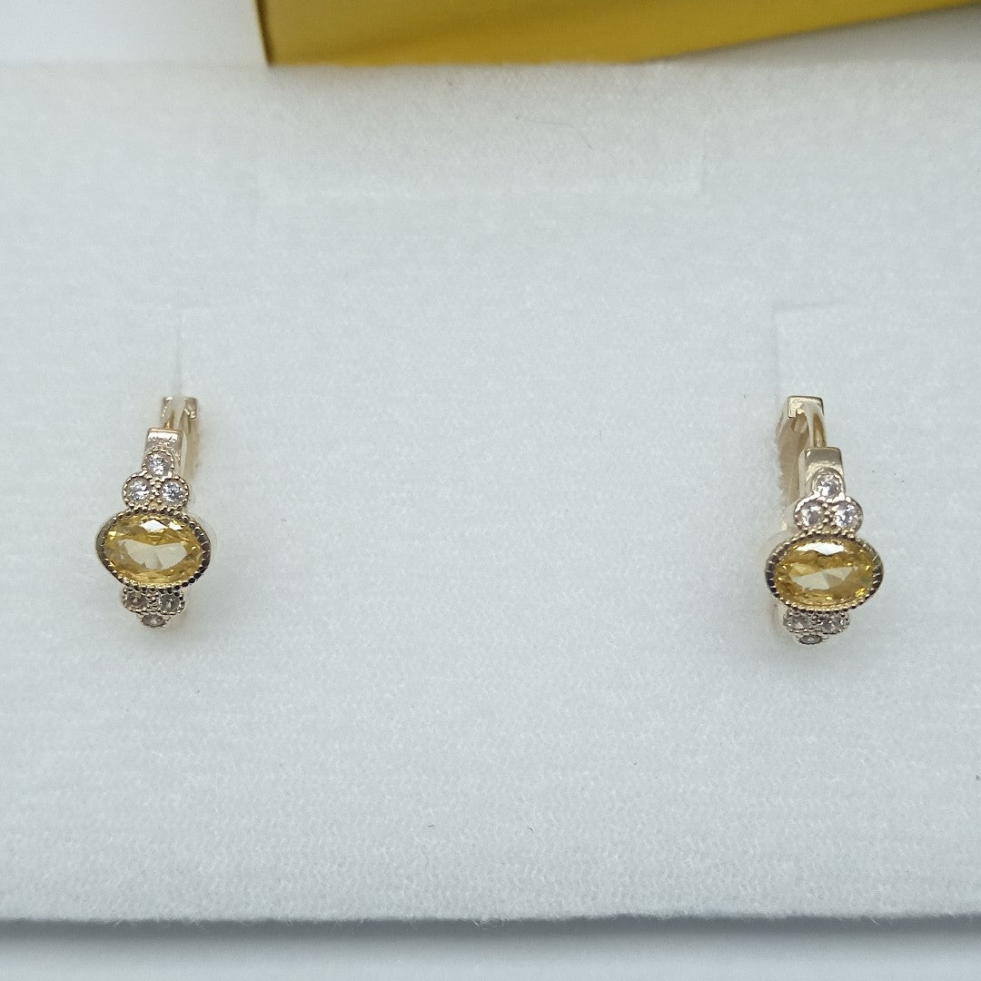 ARETES ARRACADAS CON CIRCONIAS Y PDRAS COL 14K 3.2 GR (NUEVO)