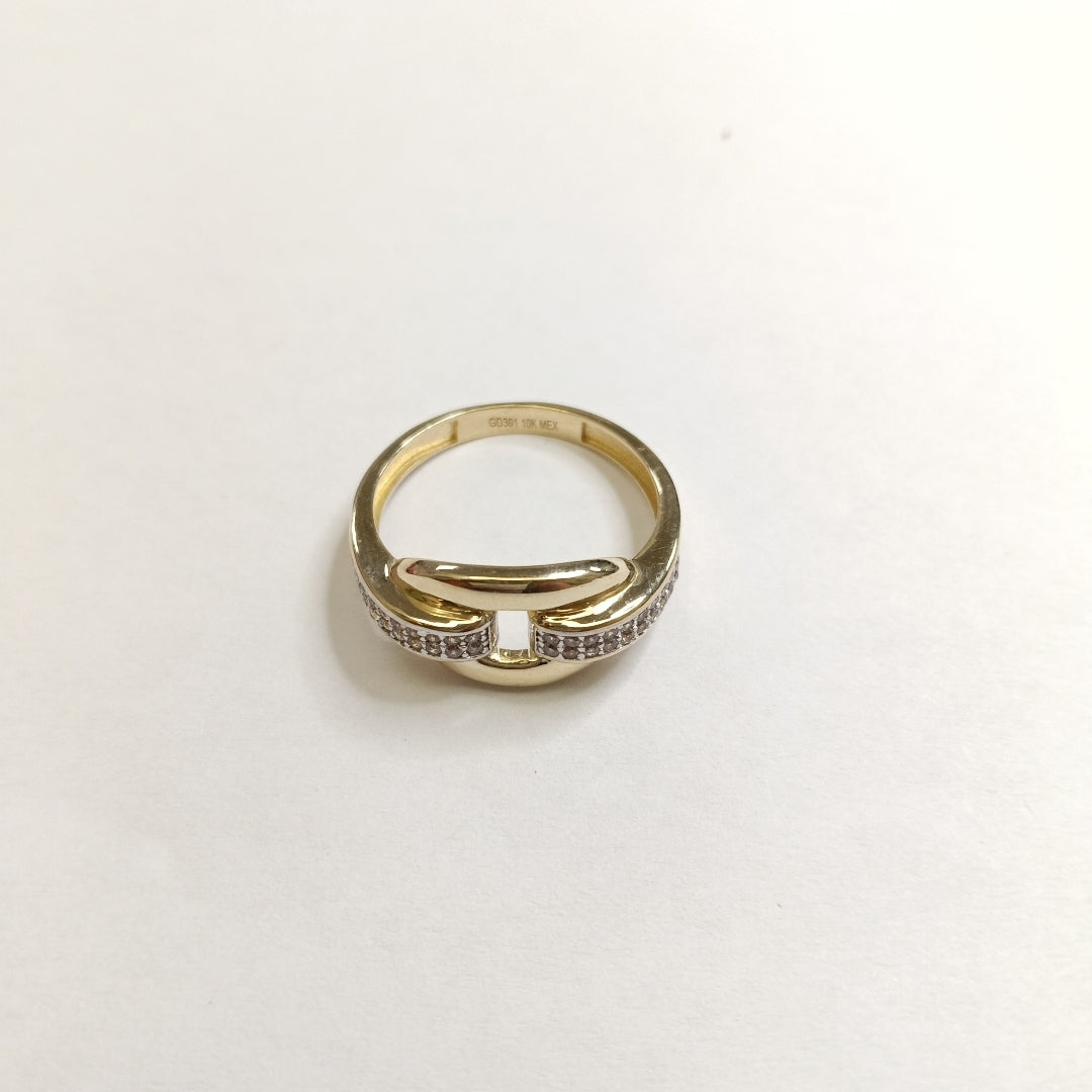 ANILLO ANILLITO C CIRCONIAS 10K 8.5 TALLA 2.7 GR (NUEVO)
