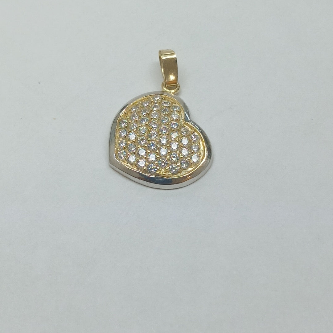 DIJE CORAZON CON CIRCONIAS 14K 1.7 GR (NUEVO)
