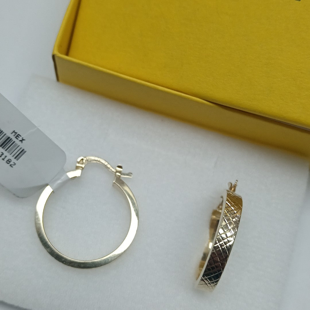 ARETES TEJIDO ARRACADAS FACETADAS 14K 2.9 GR (NUEVO)