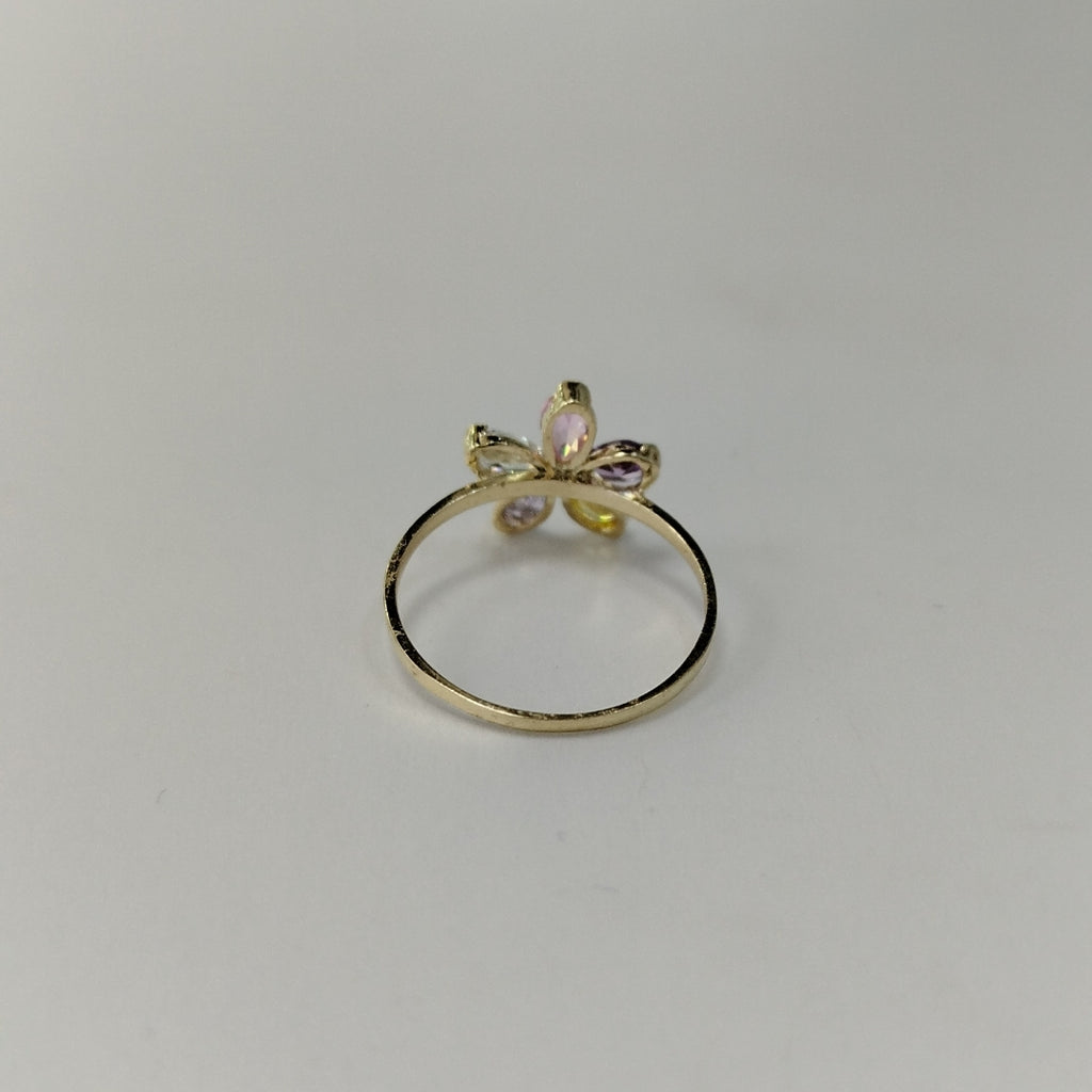 ANILLOS FLOR CON PIEDRAS DE COLOR 14K TALLA 7 1.4 GR (NUEVO)