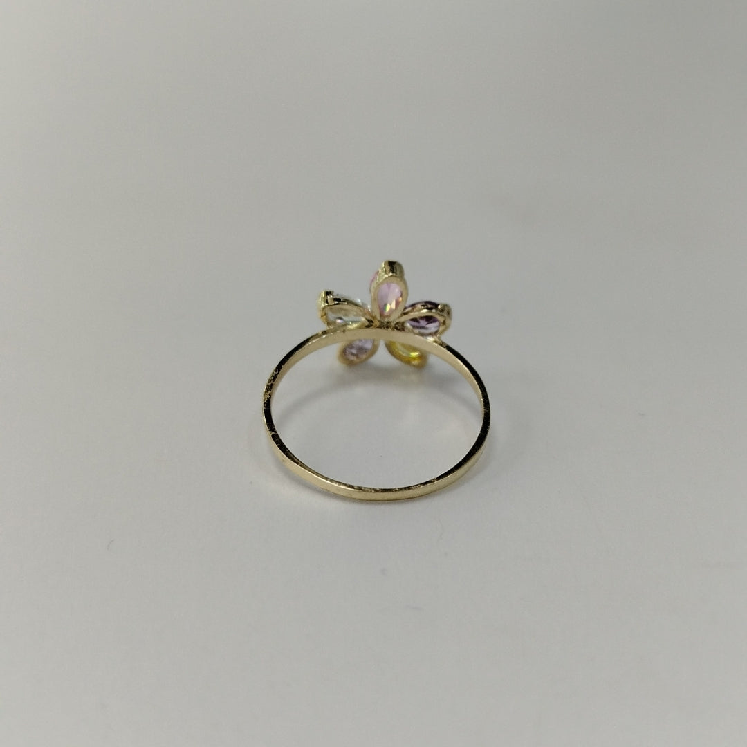ANILLOS FLOR CON PIEDRAS DE COLOR 14K TALLA 7 1.4 GR (NUEVO)