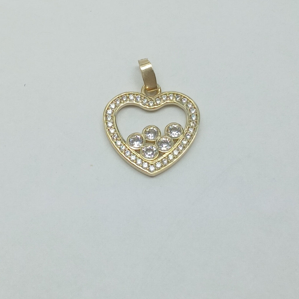 DIJE CORAZON CON CIRCONIAS 14K 1.7 GR (NUEVO)