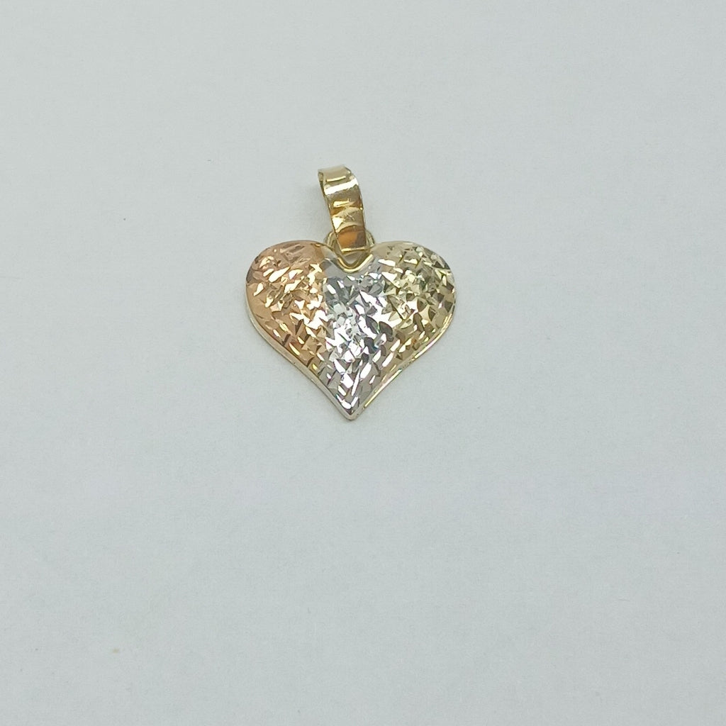 DIJE TEJIDO CORAZON LABRADO COMBINADO 14K 1.2 GR (NUEVO)