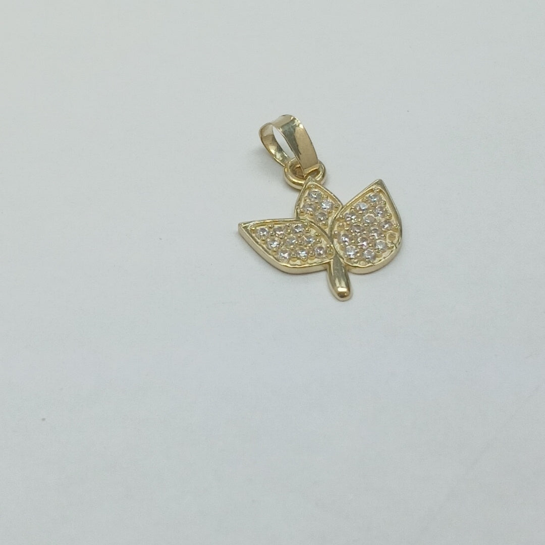 DIJE TEJIDO HOJAS CON CIRCONIAS 14K 0.9 GR (NUEVO)
