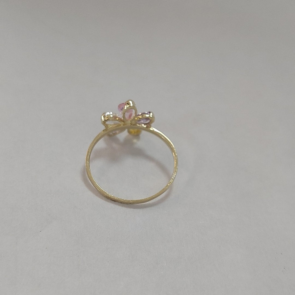 ANILLOS FLOR CON PIEDRAS DE COLOR 14K TALLA 7 1.4 GR (NUEVO)