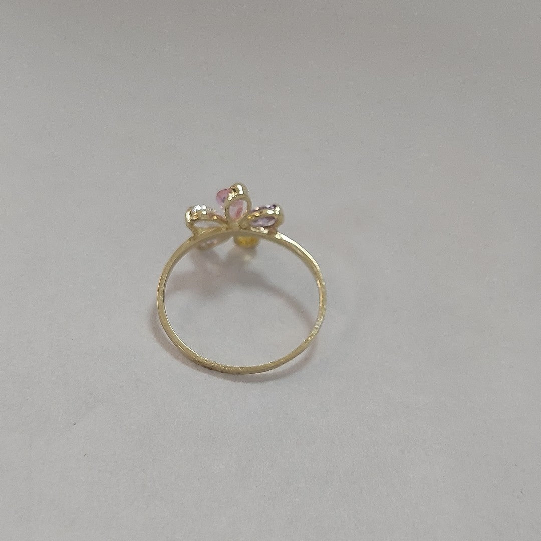 ANILLOS FLOR CON PIEDRAS DE COLOR 14K TALLA 7 1.4 GR (NUEVO)