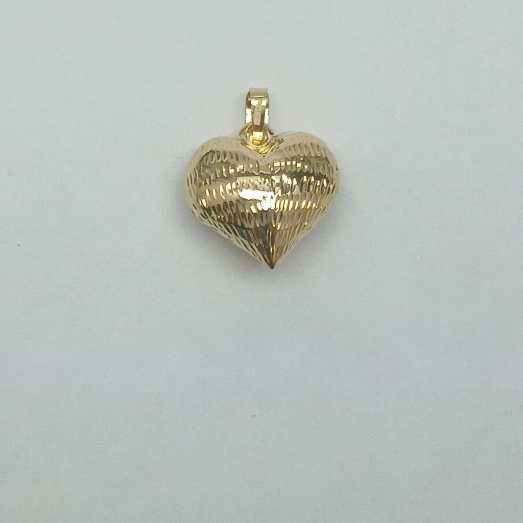 DIJE TEJIDO CORAZON LABRADO 14K 1.2 GR (NUEVO)
