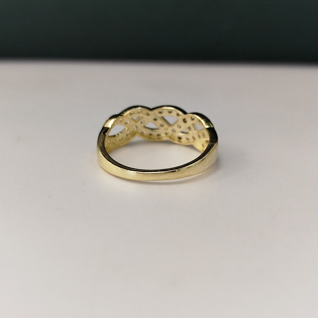 ANILLOS TRENZADO CON CIRCONIAS 14K TALLA 7 2.3 GR (NUEVO)