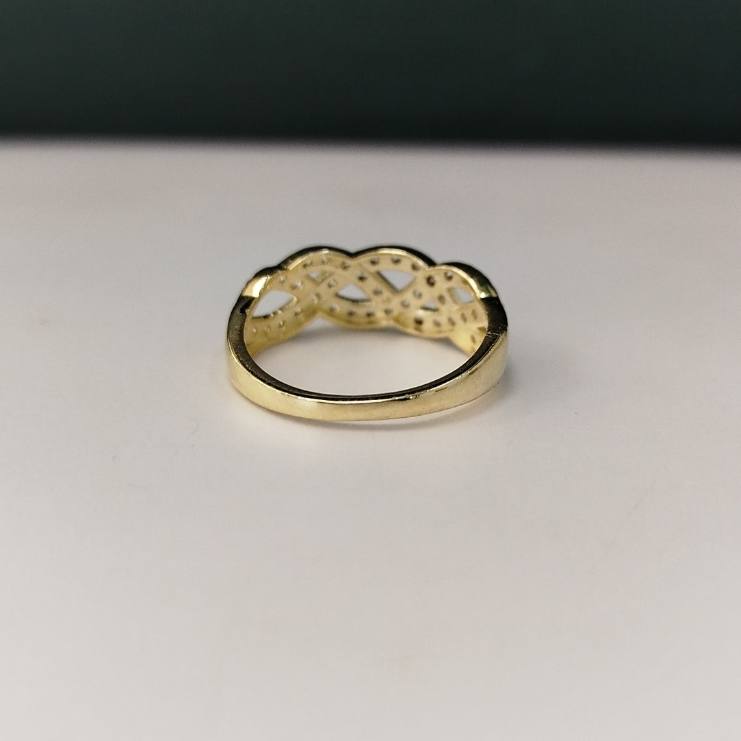 ANILLOS TRENZADO CON CIRCONIAS 14K TALLA 7 2.3 GR (NUEVO)