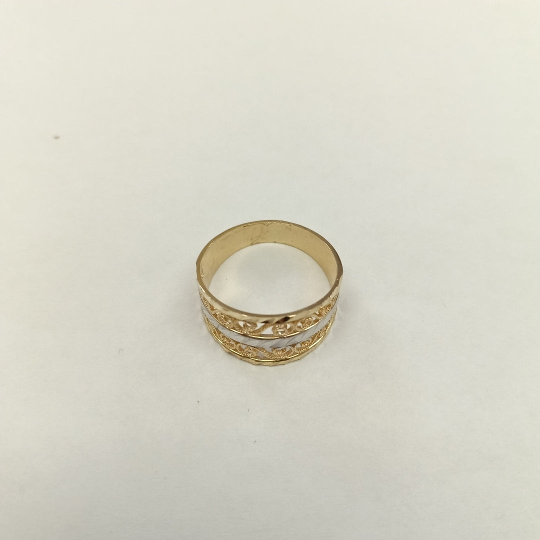 ANILLOS TIPO FILIGRANA COMBINADO 14K TALLA 7 2.8 GR (NUEVO)